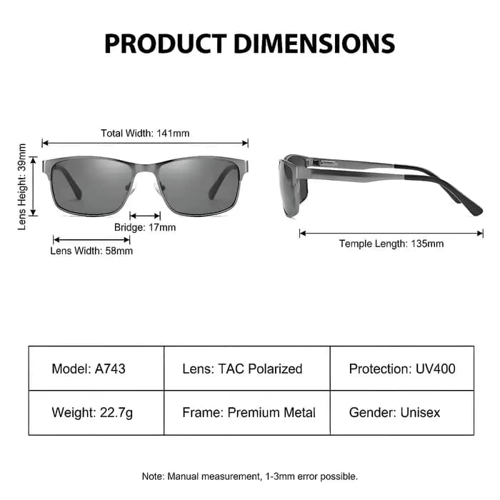 Lunettes de soleil polarisées A743 pour hommes