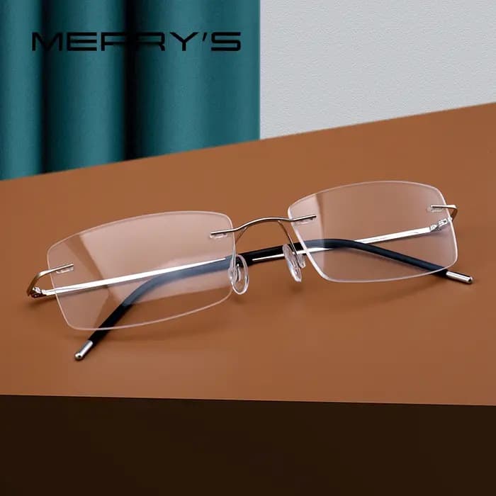 MERRYS DESIGN hommes alliage de titane sans monture lunettes cadre mâle carré ultraléger homme sans