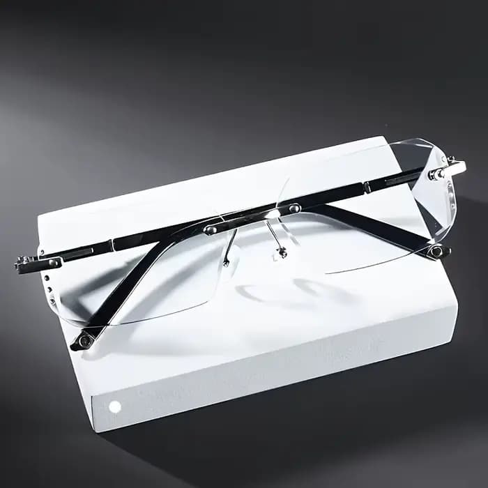 Lunettes plates sans monture à la mode pour hommes avec verres transparents