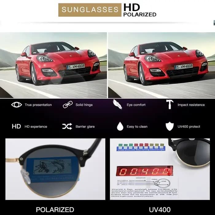Lunettes de soleil polarisées rondes classiques pour hommes et femmes
