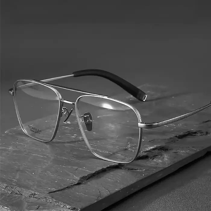 Lunettes Vintage Anti-lumière bleue en titane pur à Double pont pour hommes, monture de 150mm, grand
