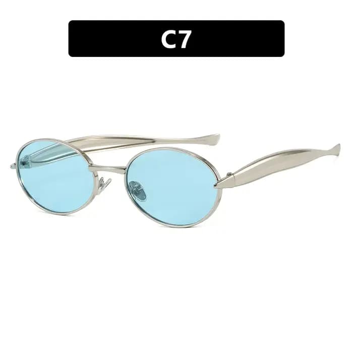 Marque de luxe cadre ovale lunettes de soleil femmes à la mode ronde petit