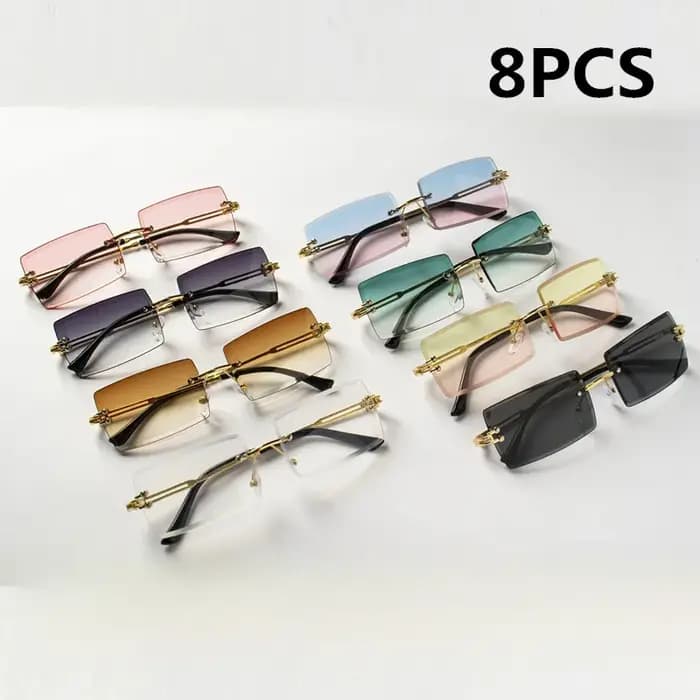 8 pièces mode lunettes de soleil sans monture femmes