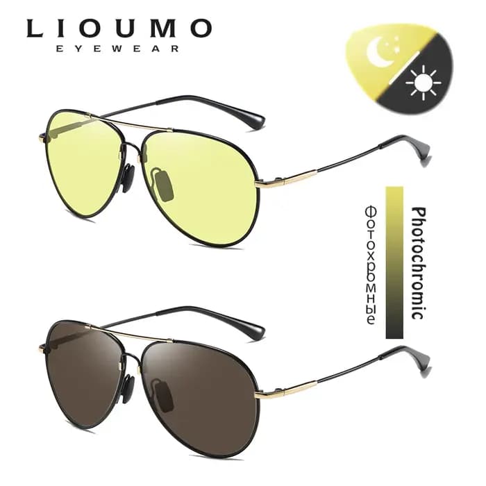 LIvissed-MO Aviation Memory Metal Lunettes de soleil polarisées pour hommes, vision nocturne, lunett