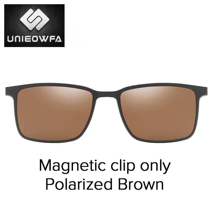 Monture de lunettes à clip magnétique myopie pour hommes, lunettes rectangulaires polarisées, lunett