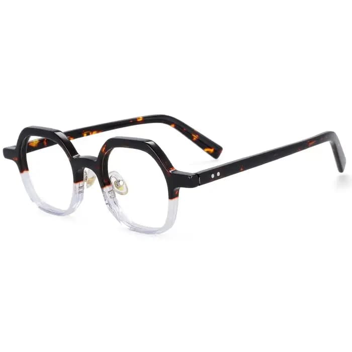 Lunettes optiques en acétate de léopard polygone pour hommes et femmes