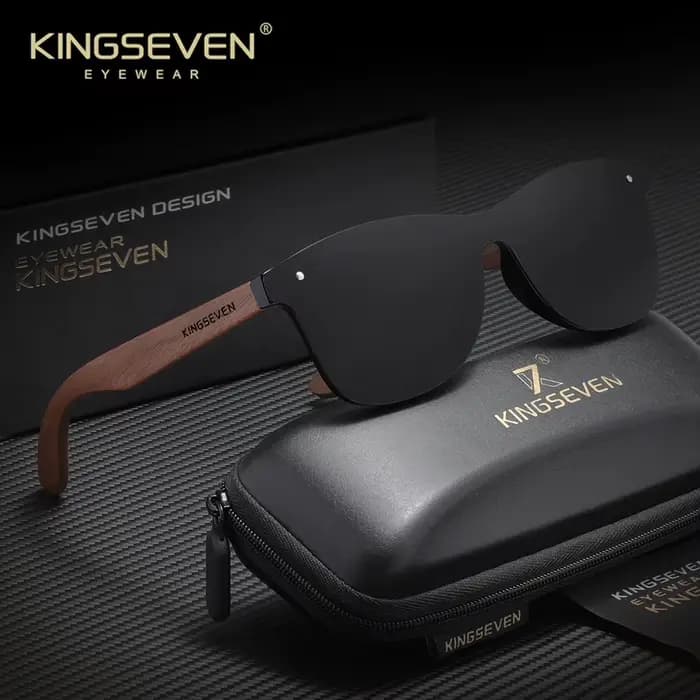 Lunettes de soleil polarisées KINGSEVEN en bois de noyer pour hommes et femmes, protection UV400, an