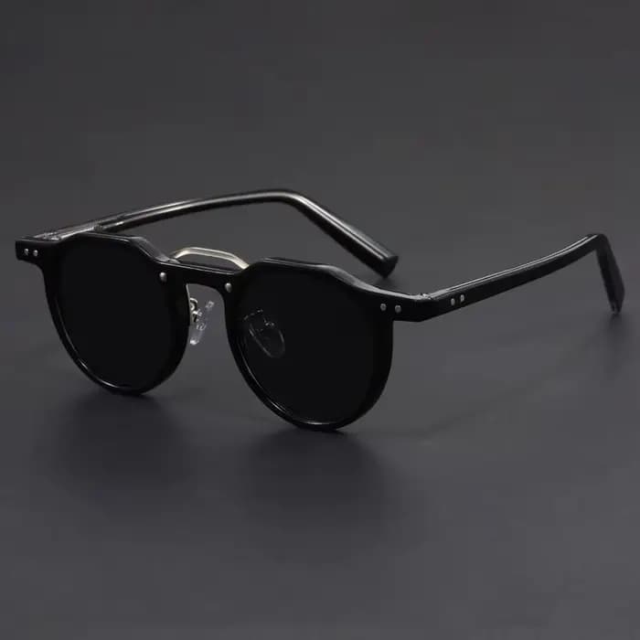 Lunettes japonaises transparentes Vintage hommes lunettes de soleil rétro rondes robuste incrustatio