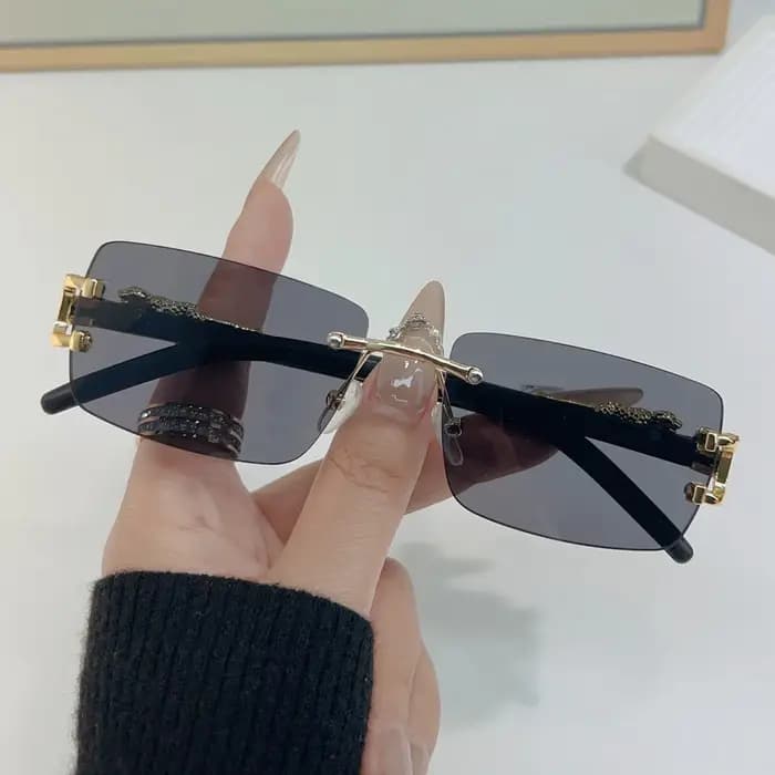 Lunettes de soleil rectangulaires sans monture pour hommes et femmes