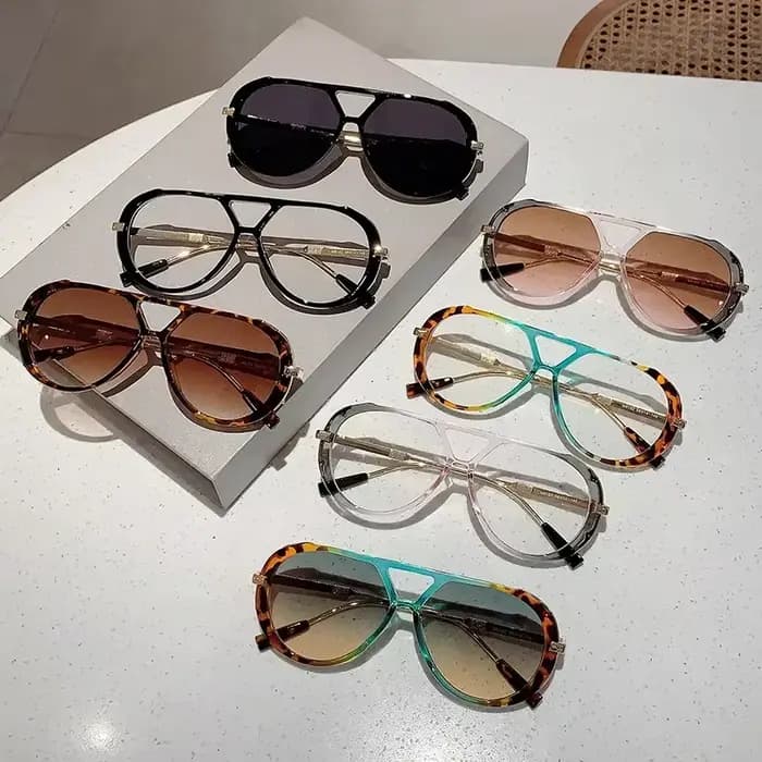 Lunettes De Soleil pilote Vintage à grande monture pour femmes et hommes