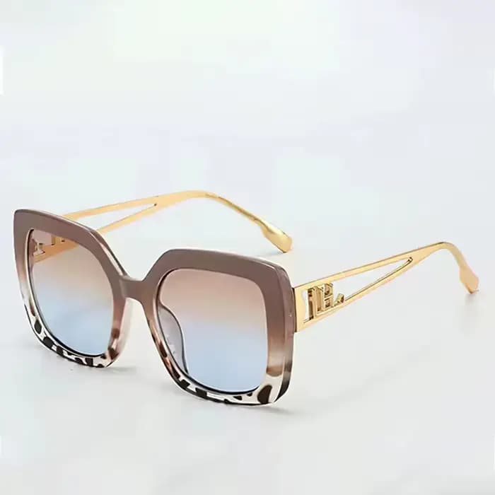 Nouveau 2025 lunettes de soleil Vintage pour femmes à la mode cadre Transparent dégradé lentille lunettes marron or décoration moderne mode