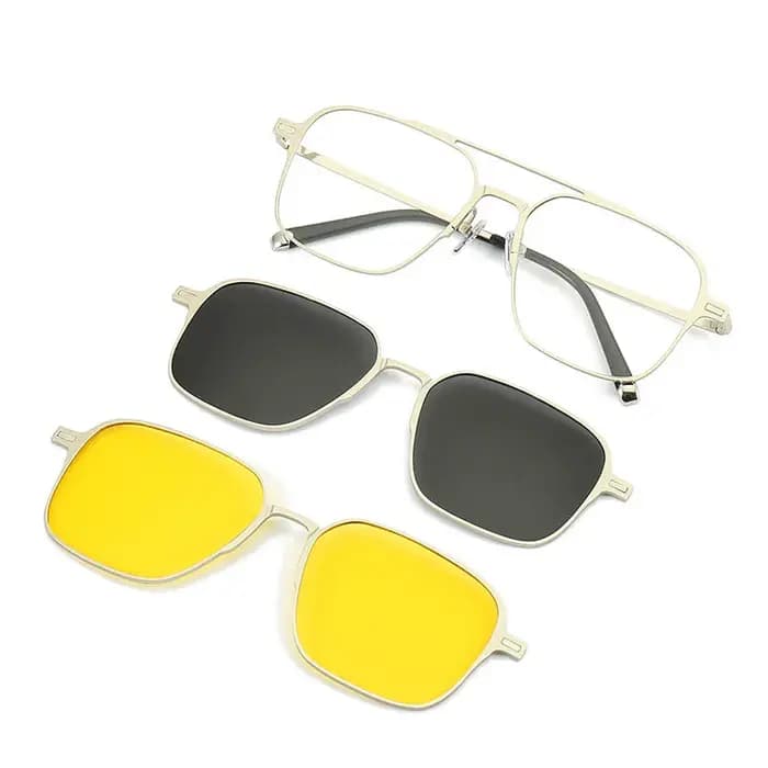 Lunettes de lecture polarisées 3 en 1 avec clip magnétique en métal pour hommes et femmes