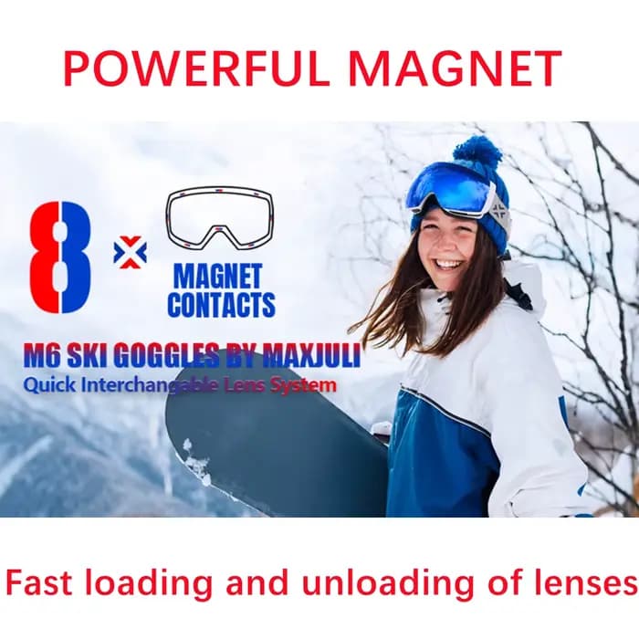 JULI lunettes de Ski magnétiques professionnelles Double couche lentille Anti-buée UV400 grand masque de Ski
