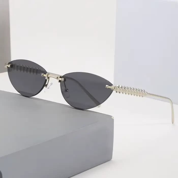 Lunettes de soleil œil-de-chat sans monture pour femme
