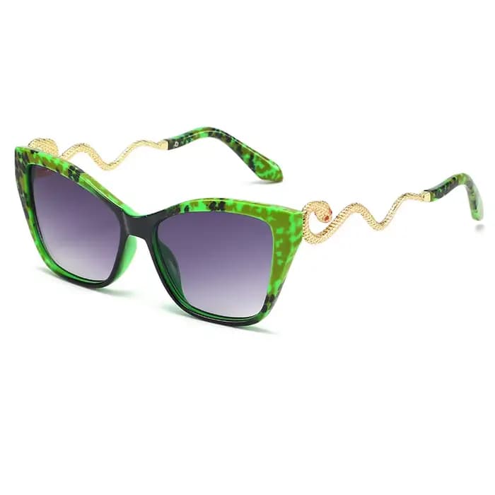 Lunettes de soleil œil de chat à motif serpent pour femmes
