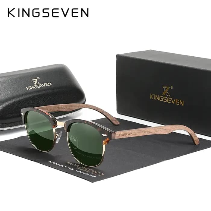 KINGSEVEN – lunettes de soleil polarisées en bois de noyer noir pour hommes et femmes