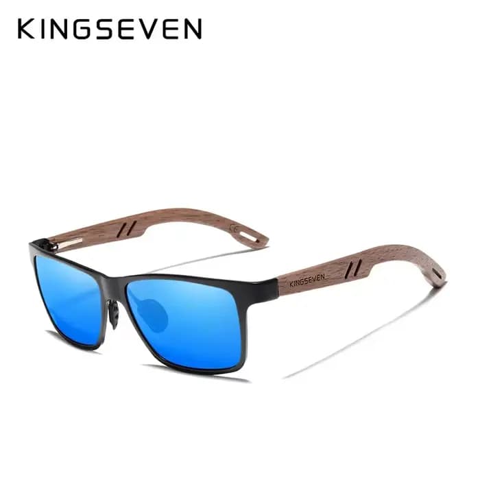 KINGSEVEN aluminium fait à la main en bois de noyer lunettes de soleil hommes haute qualité