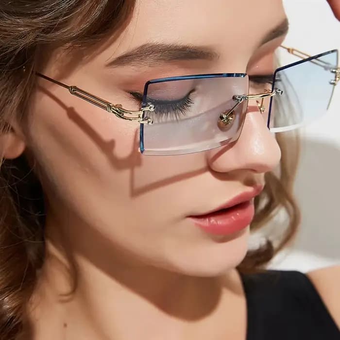 Lunettes de soleil sans monture en métal pour femmes et hommes