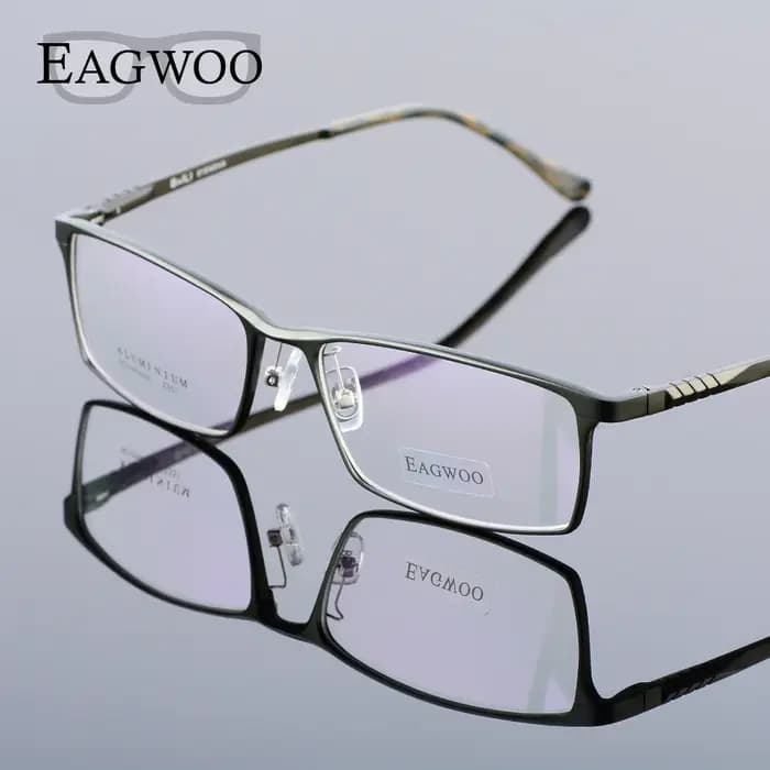 Eagwoo aluminium hommes large visage lunettes de Prescription jante complète cadre optique affaires
