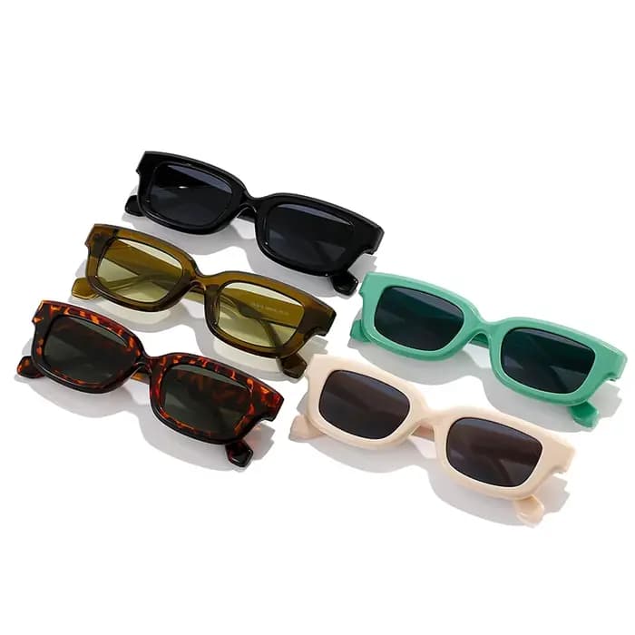 SO & EI rétro petit rectangle lunettes de soleil femmes bonbons couleurs nuances UV400 carré hommes
