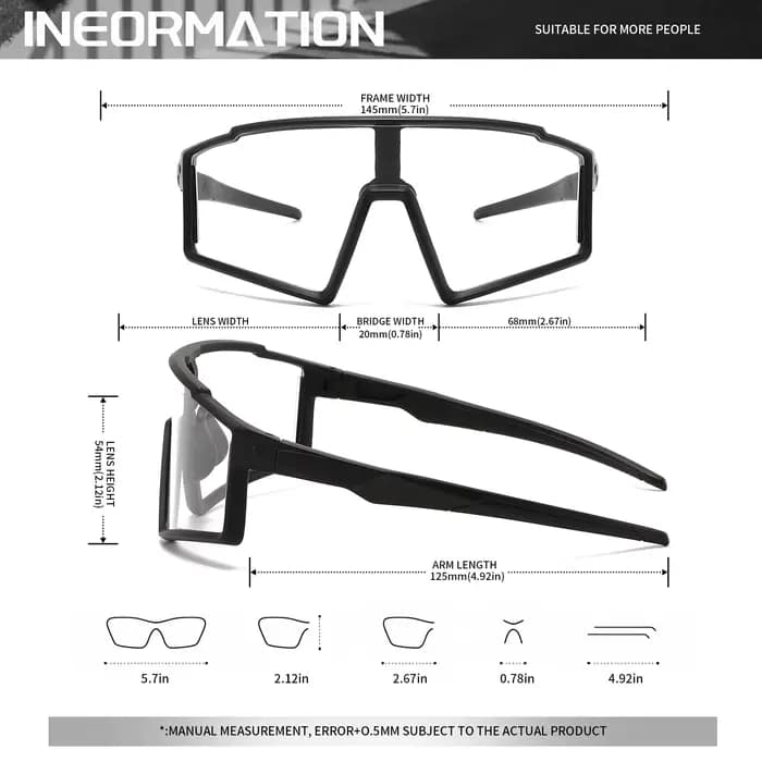 Lunettes de soleil de sport monobloc photochromiques – Cadre enveloppant surdimensionné, confort UV4