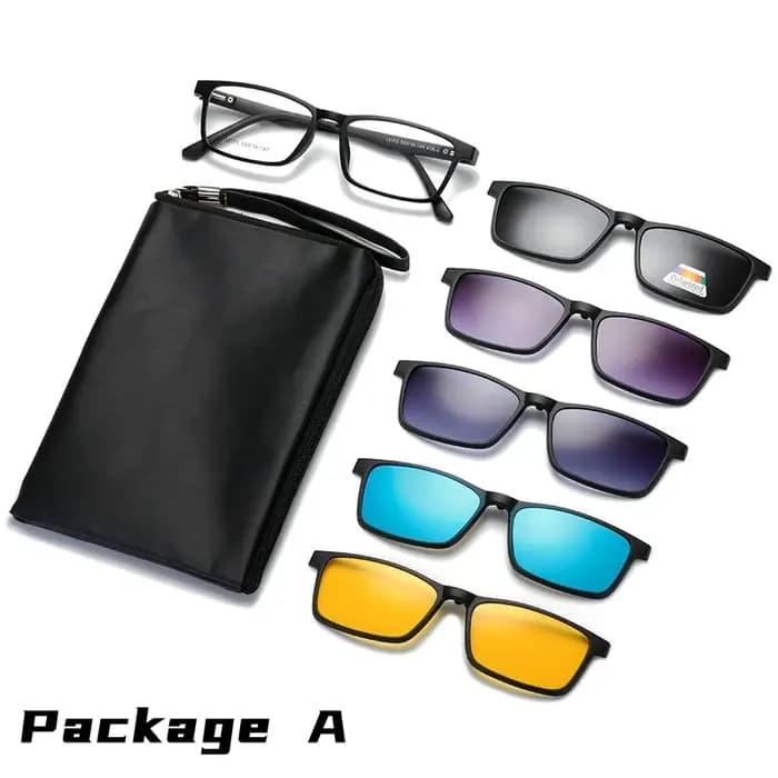 YIMARUILI Ultra-léger 1 + 5 aspiration magnétique polarisé pince lunettes TR90 rétro carré optique Prescription