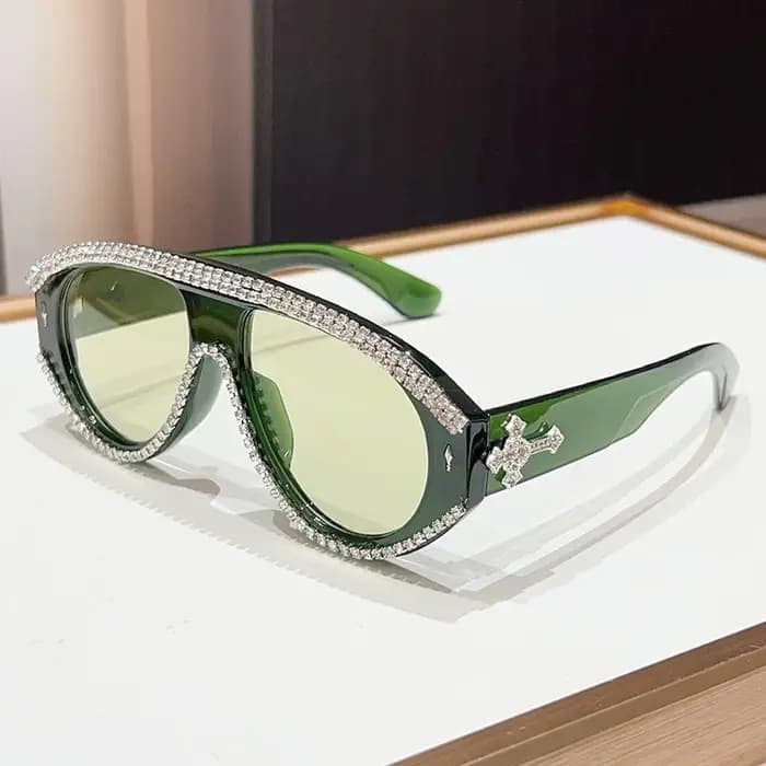 Lunettes de soleil pilote tendance 2026 pour femme avec strass de luxe – Idéales pour les fêtes et activités – Modèle attrayant pour dames