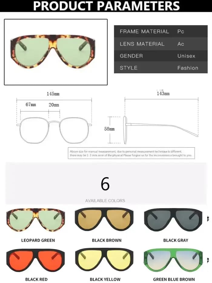 Lunettes de soleil oversize tendance Hip Hop pour hommes et femmes