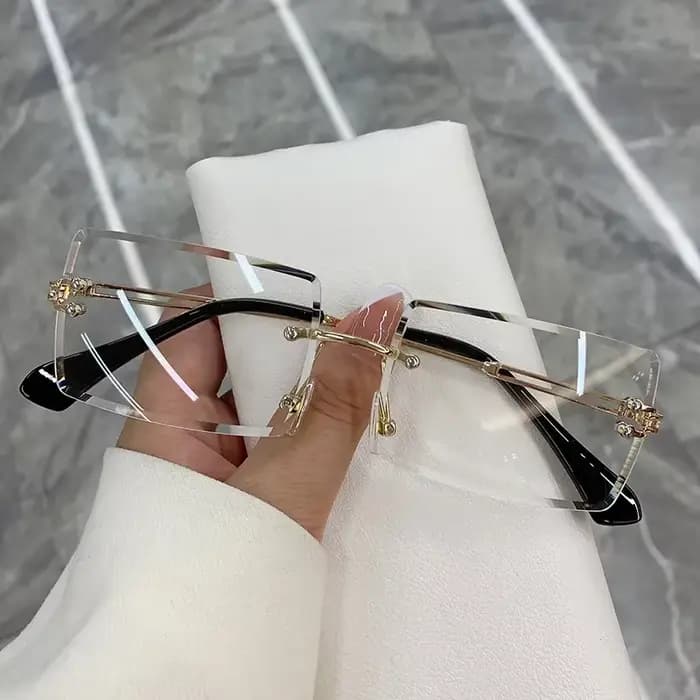 Lunettes de soleil rectangulaires sans monture pour femmes, nuances dégradées, lunettes de soleil de