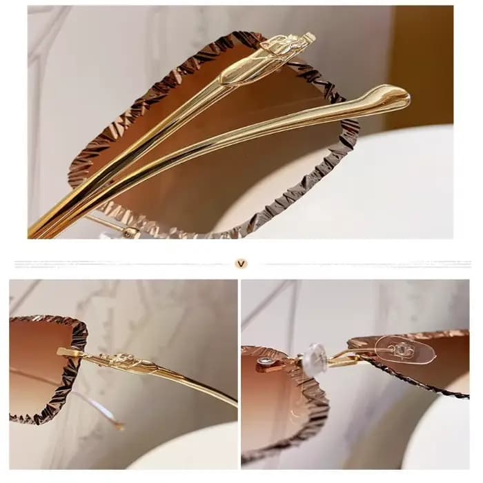 Nouvelles Lunettes de Soleil Carrées Sans Monture Tendance pour Femmes et Hommes