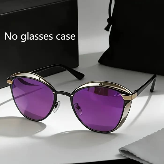 Lunettes de soleil papillon rétro classiques avec monture métallique unisexe