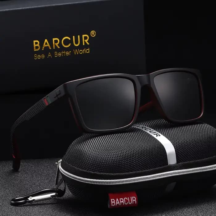 BARCUR 1 pièces sport marque hommes lunettes de soleil en plein air conduite cadre rectangulaire UV4