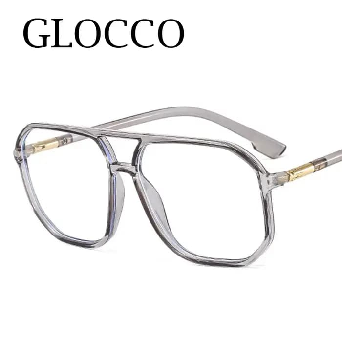 Ins mode polygone grand cadre Anti lumière bleue lunettes femmes hommes simplicité Double pont
