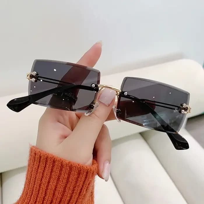Marque de luxe Rectangle dames lunettes de soleil femmes sans monture