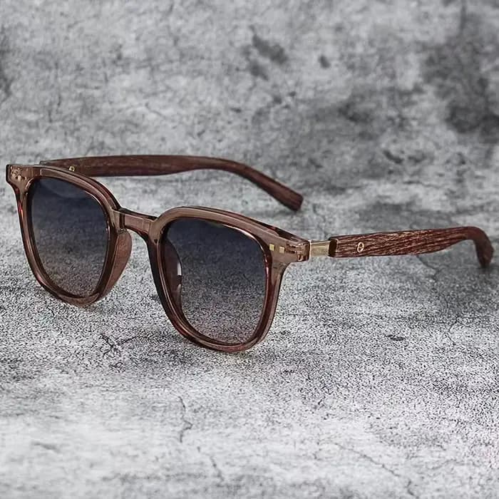 Lunettes de soleil polarisées classiques à monture en bois vintage pour hommes