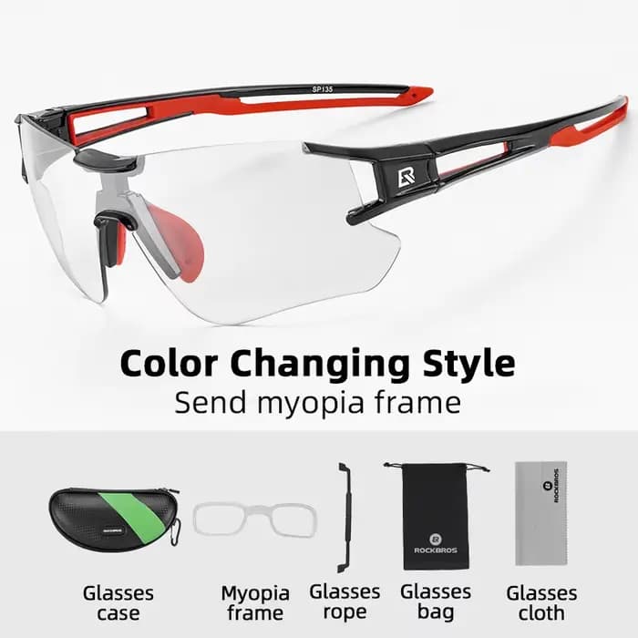 ROCKBROS – lunettes photochromiques de cyclisme, UV400, sport en plein air, vélo, sans cadre, lunett