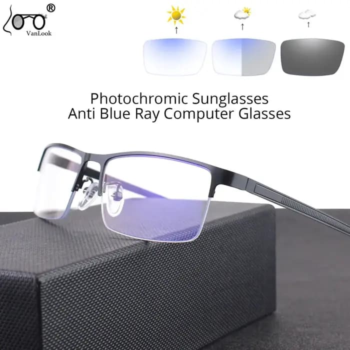 Lunettes de soleil photochromiques pour femmes et hommes, Anti-rayon bleu, pour ordinateur, demi-mon