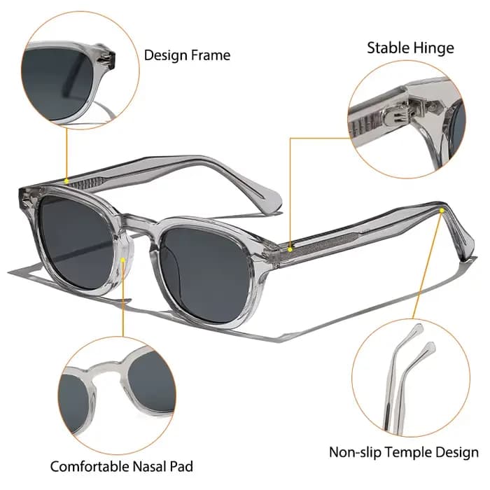 Lunettes de soleil rondes rétro CATERSIDE pour hommes, style punk, avec branches en acétate de propy