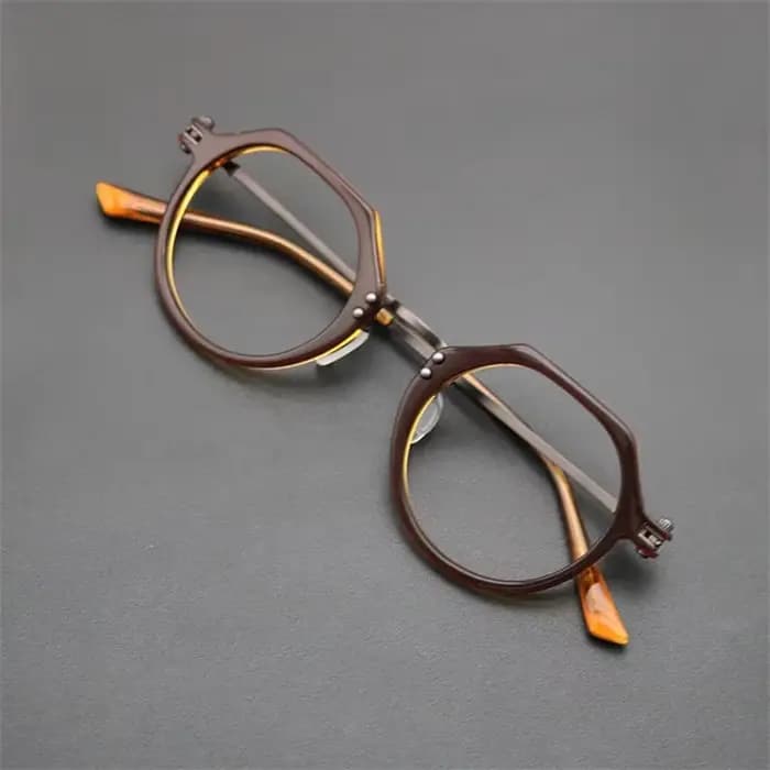 Montures de lunettes hexagonales en acétate de marque japonaise pour hommes