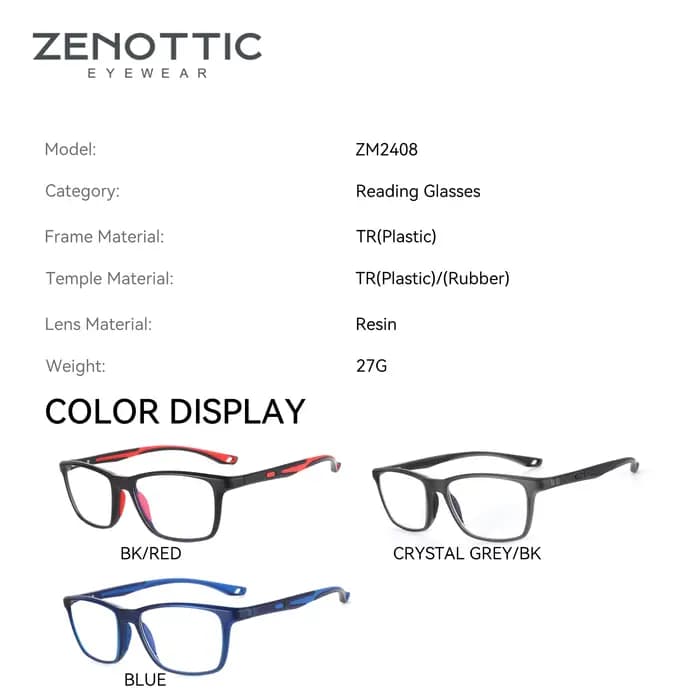 ZENOTTIC haute qualité TR carré lunettes de Prescription