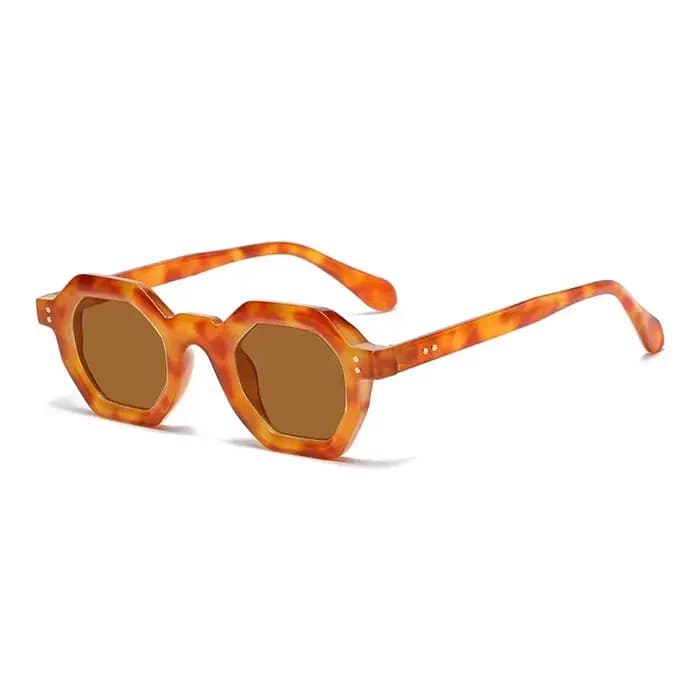 JNPCXI rétro ambre polygone petit carré femmes lunettes de soleil