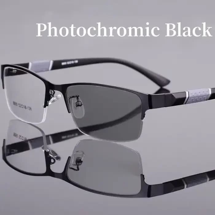 Lunettes de soleil carrées avec dioptrie, demi-monture, lunettes de vision de près photochromiques,