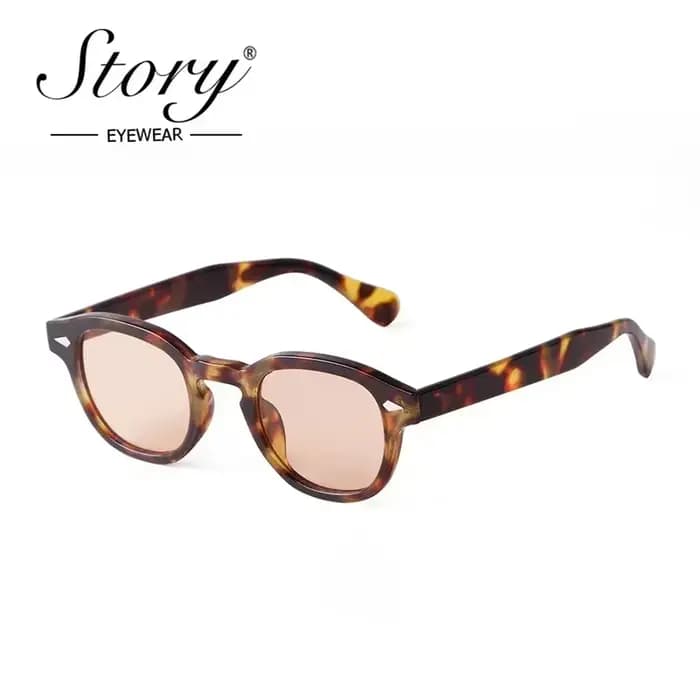 Histoire Vintage Rivet écaille de tortue ronde lunettes de soleil femmes hommes 2022 marque Design rétro jaune bleu