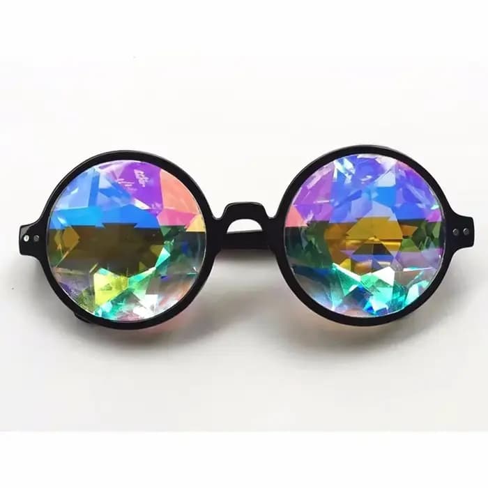 Lunettes de soleil rondes holographiques pour hommes et femmes, carnaval, fête, festival, rave, rein