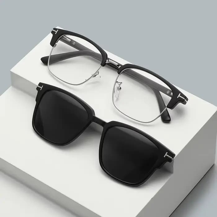 Monture de lunettes pour hommes et femmes avec 5 clips magnétiques pour lunettes de soleil polarisée