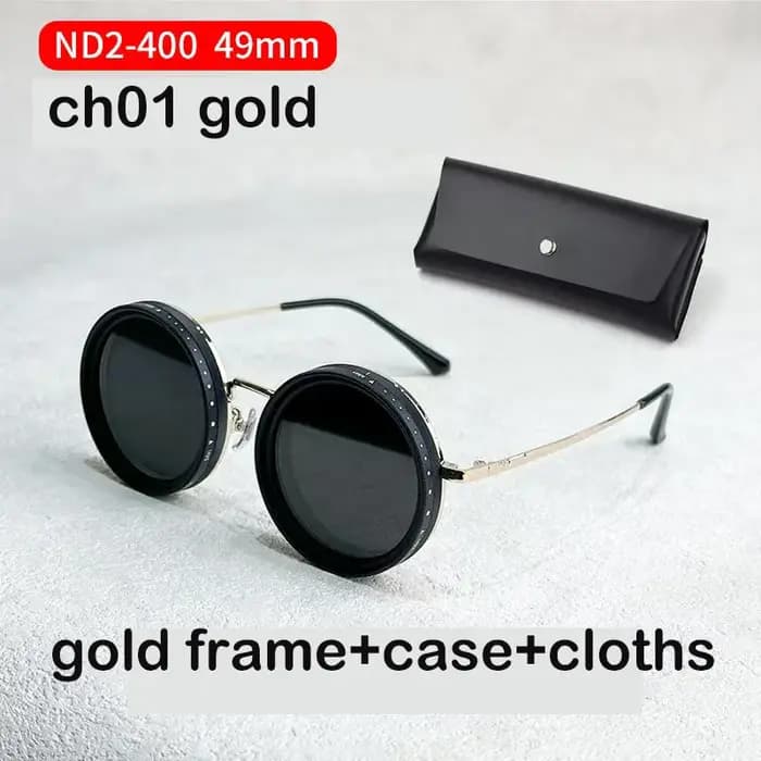 Lunettes de soleil à gradation réglable ND9 faites à la main rétro Punk rondes pour hommes pêche en plein air UV400 lune
