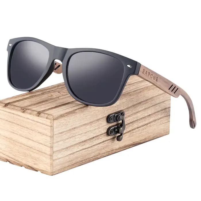BARCUR-Lunettes de soleil polarisées en bois naturel pour hommes, lunettes de soleil légères, protec