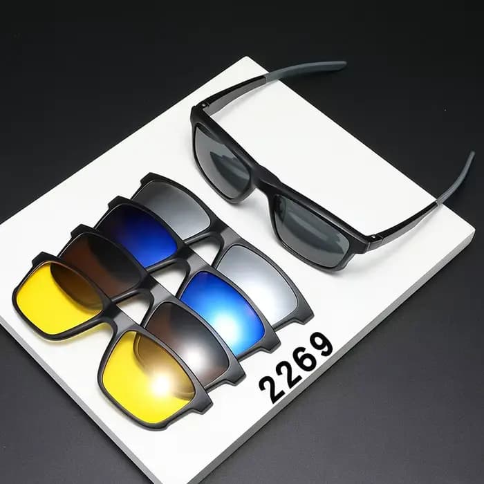Monture de lunettes pour hommes et femmes avec 5 clips magnétiques pour lunettes de soleil polarisée