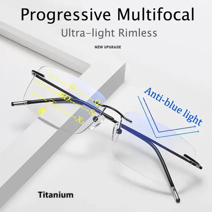 Lunettes de lecture multifocales progressives en titane, sans bords, zoom intelligent pour hommes et