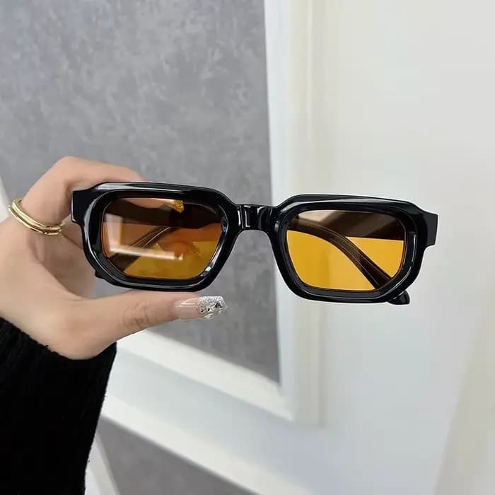 Luxueux Rectangle lunettes de soleil femmes hommes marque de mode concepteur décontracté